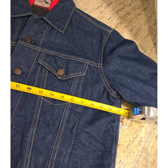 Pine Grove Men's Sz S Red Plaid Flannel Lined Denim Jacket  Trucker - Picture 3 of 16